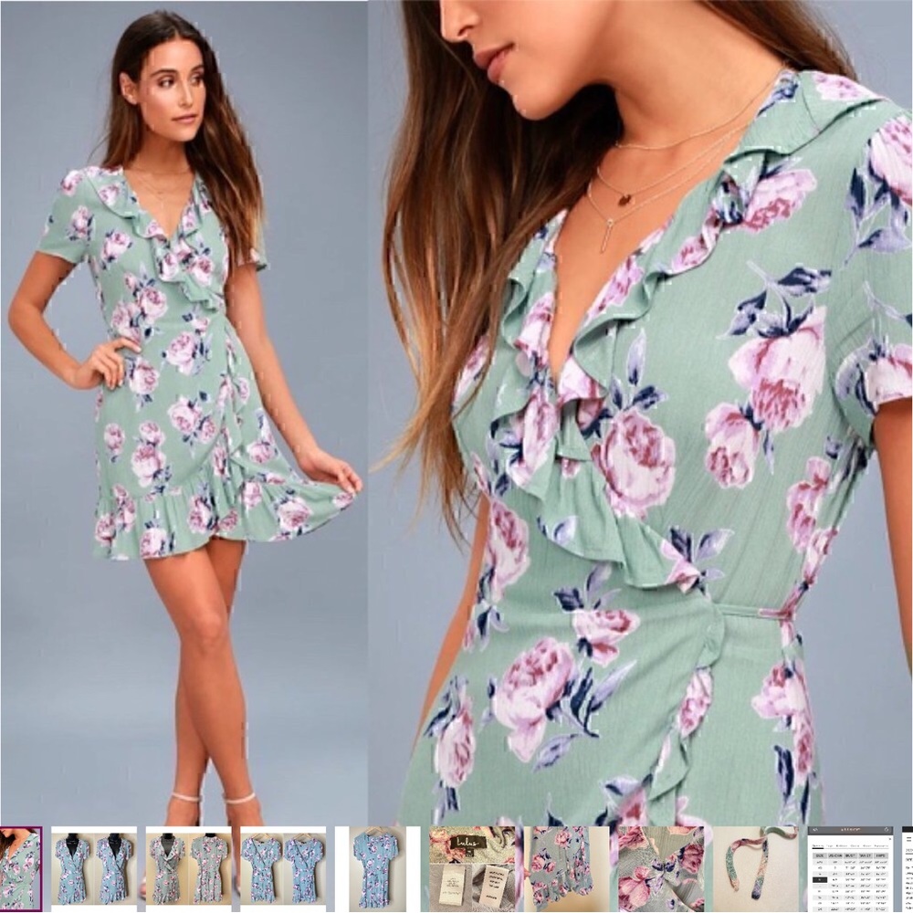 Lulu's Gardenia Floral Print Wrap Dress SIze M